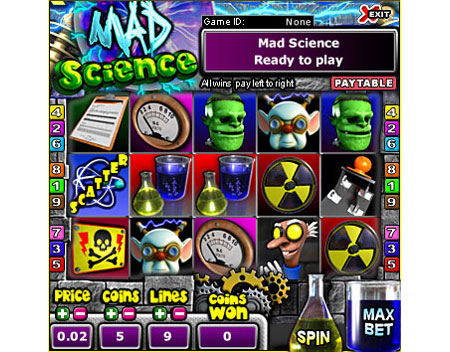 bingo cabin mad science 5 reel online slots game