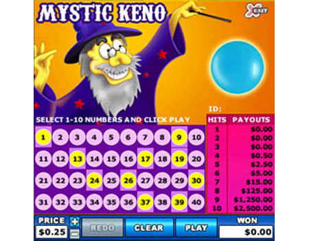 bingo cabin mystic keno online instant win game