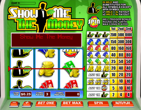 bingo cabin show me the money 3 reel online slots game