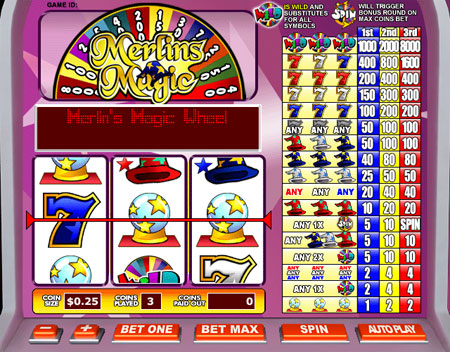 bingo cabin merlins magic 3 reel online slots game
